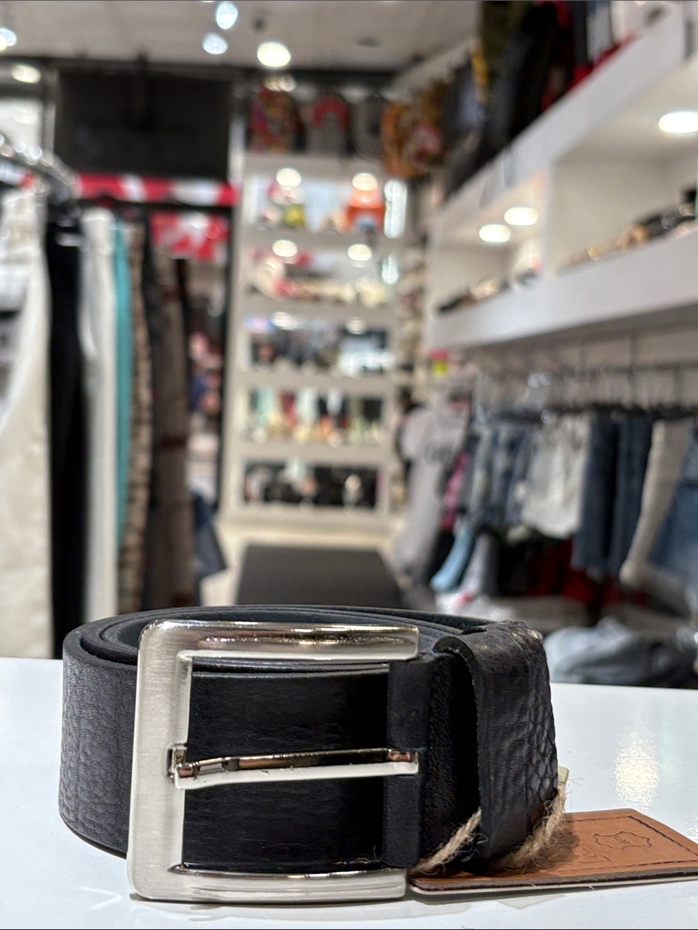 Classic Black Leather Men's Belt with Silver Buckle